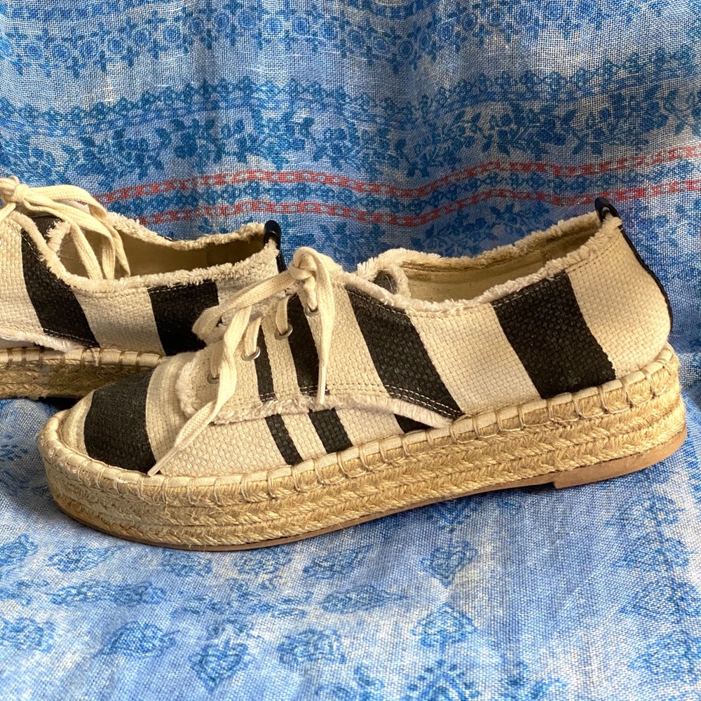 SOLD DV Platform Frayed Striped Espadrille Shoes - Picture 6 of 15